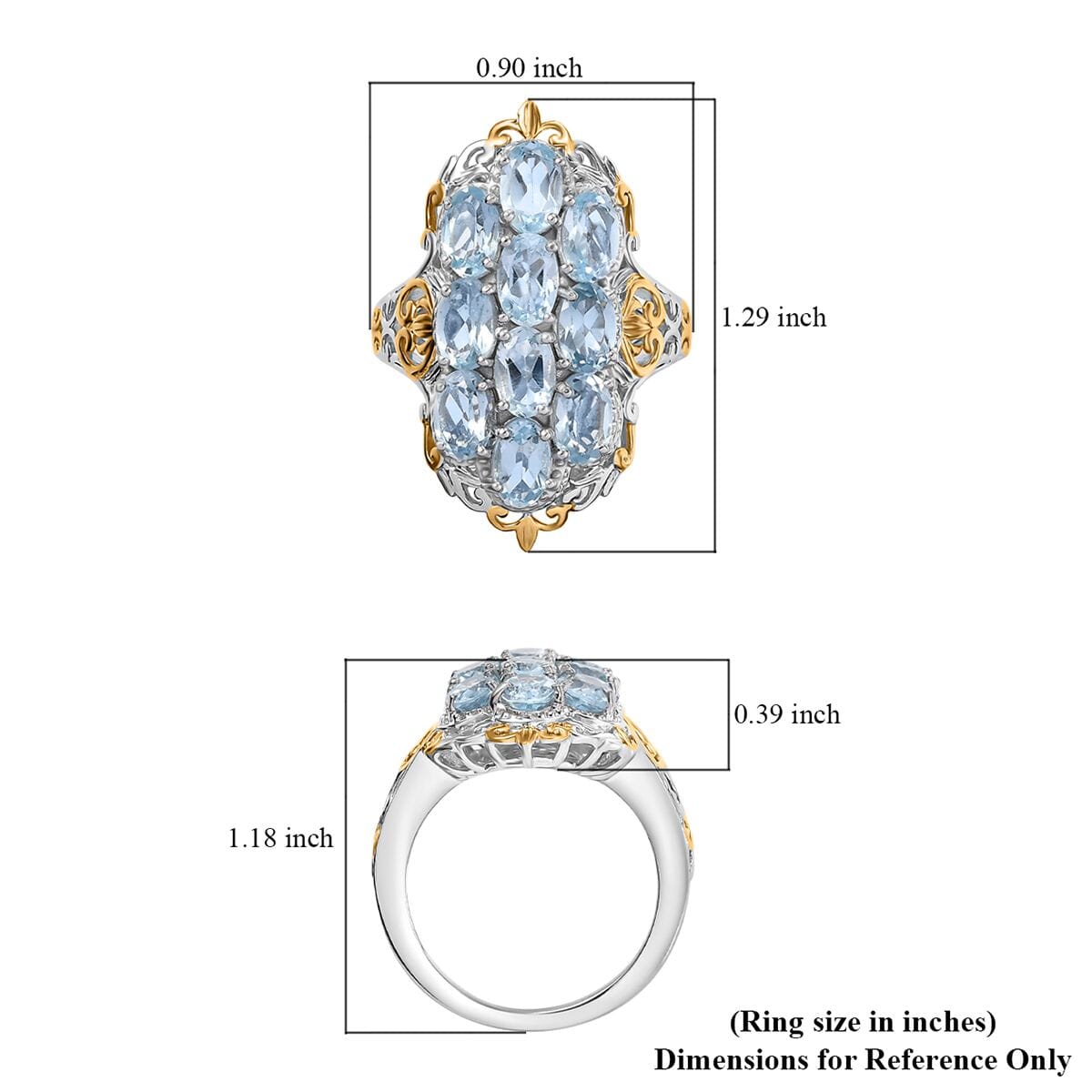 Karis Sky Blue Topaz 5.10 ctw Ring in 18K YG Plated and Platinum Bond (Size  7.0) image number 5