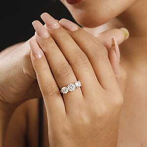 D'Joy Moissanite 2.90 ctw Trinity Ring in 18K Vermeil Yellow Gold Over Sterling Silver (Size 10.0)