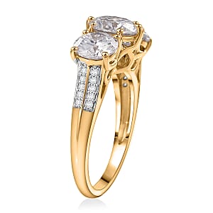 D'Joy Moissanite 2.90 ctw Trinity Ring in 18K Vermeil Yellow Gold Over Sterling Silver (Size 10.0)