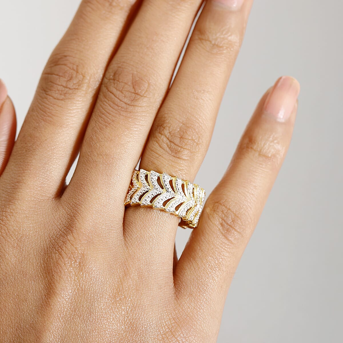 Karis Diamond Accent Fancy Ring in 18K YG Plated (Size 8.0) image number 2
