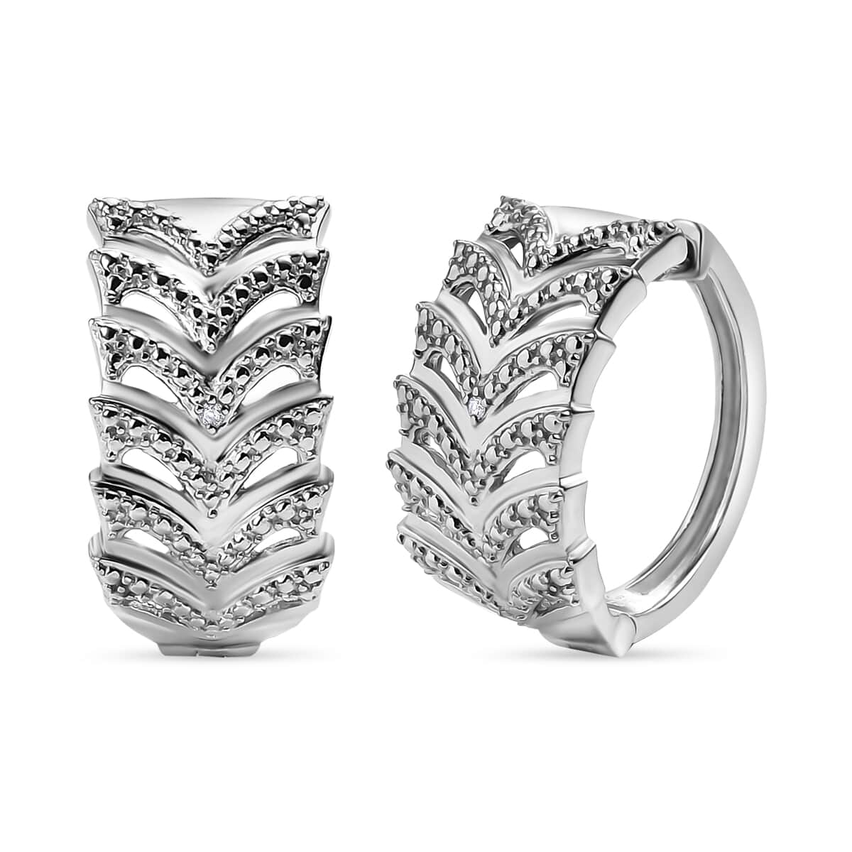 Karis White Diamond Accent Hoop Earrings in Platinum Bond image number 0