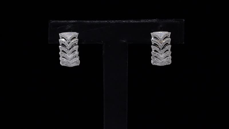 Karis White Diamond Accent Hoop Earrings in Platinum Bond
