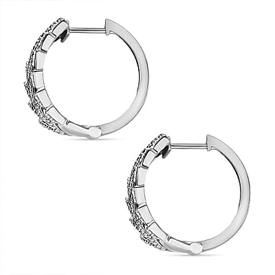 Karis White Diamond Accent Hoop Earrings in Platinum Bond