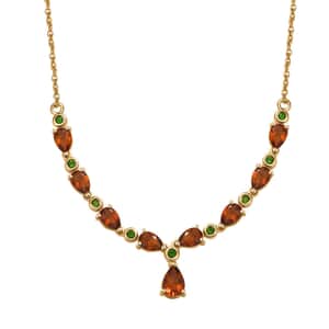 Premium Santa Ana Madeira Citrine and Chrome Diopside 3.90 ctw Drop Necklace in 18K Vermeil Yellow Gold Over Sterling Silver 18-20 Inches