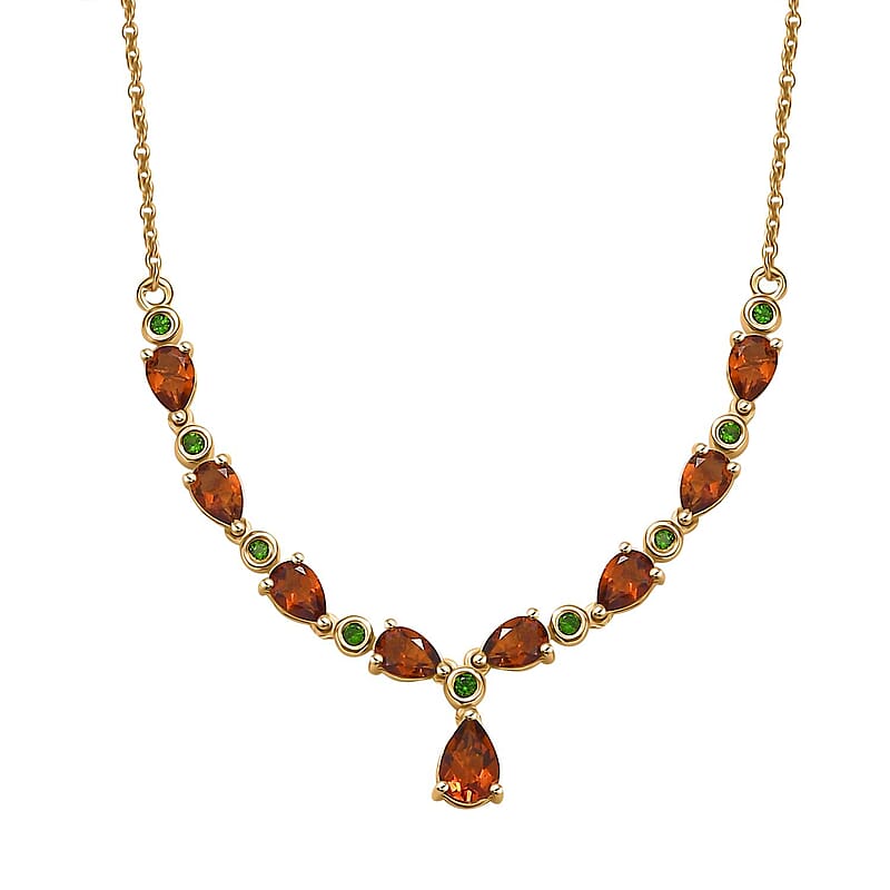D'Joy Premium Santa Ana Madeira Citrine and Chrome Diopside 3.90 ctw Drop Necklace in 18K Vermeil Yellow Gold Over Sterling Silver 18-20 Inches