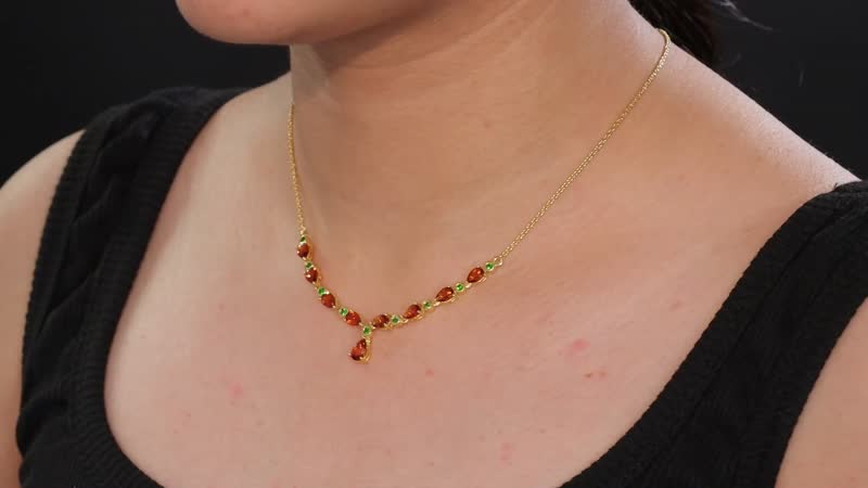 D'Joy Premium Santa Ana Madeira Citrine and Chrome Diopside 3.90 ctw Drop Necklace in 18K Vermeil Yellow Gold Over Sterling Silver 18-20 Inches