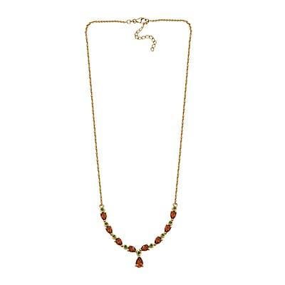 D'Joy Premium Santa Ana Madeira Citrine and Chrome Diopside 3.90 ctw Drop Necklace in 18K Vermeil Yellow Gold Over Sterling Silver 18-20 Inches