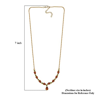 D'Joy Premium Santa Ana Madeira Citrine and Chrome Diopside 3.90 ctw Drop Necklace in 18K Vermeil Yellow Gold Over Sterling Silver 18-20 Inches