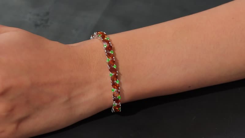 Premium Santa Ana Madeira Citrine, Chrome Diopside Art Deco Bracelet in Rhodium Over Sterling Silver (7.25 In) 16.00 ctw