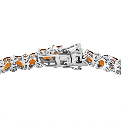 D'Joy Premium Santa Ana Madeira Citrine and Chrome Diopside 16.00 ctw Art Deco Bracelet in Rhodium Over Sterling Silver (7.25 In)