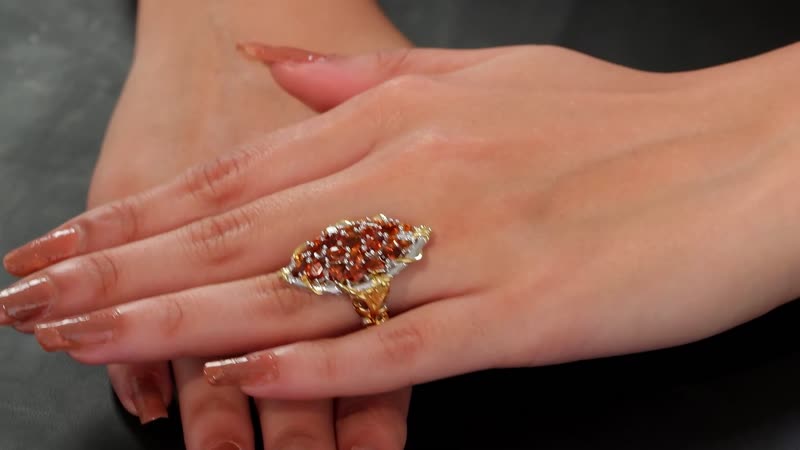 Premium Santa Ana Madeira Citrine, White Zircon Amber Bloom Ring in 18K Vermeil YG and Rhodium Over Sterling Silver (Size 7.0) 4.15 ctw
