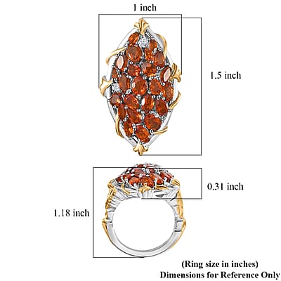 Premium Santa Ana Madeira Citrine and White Zircon 4.15 ctw Amber Bloom Ring in 18K Vermeil YG and Rhodium Over Sterling Silver (Size 10.0)