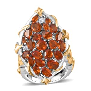 Premium Santa Ana Madeira Citrine and White Zircon 4.15 ctw Amber Bloom Ring in 18K Vermeil YG and Rhodium Over Sterling Silver (Size 6.0)