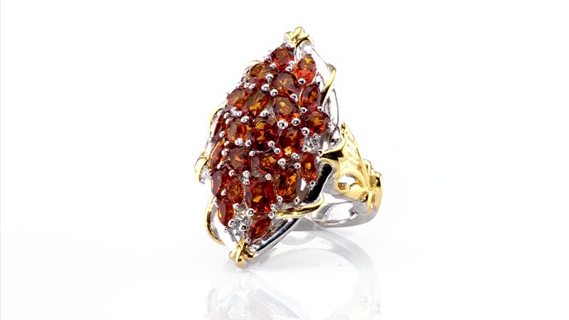 Premium Santa Ana Madeira Citrine, White Zircon Amber Bloom Ring in 18K Vermeil YG and Rhodium Over Sterling Silver (Size 7.0) 4.15 ctw
