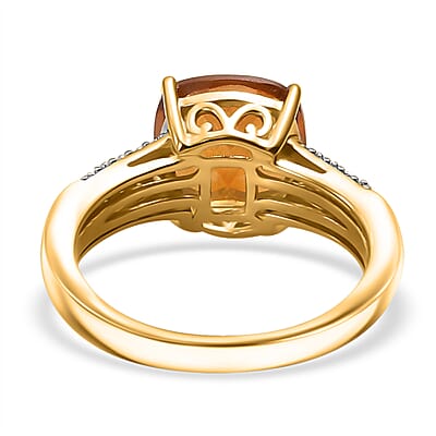 Premium Santa Ana Madeira Citrine and White Zircon 3.40 ctw Ring in 18K Vermeil Yellow Gold Over Sterling Silver (Size 10.0)
