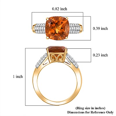 Premium Santa Ana Madeira Citrine and White Zircon 3.40 ctw Ring in 18K Vermeil Yellow Gold Over Sterling Silver (Size 10.0)