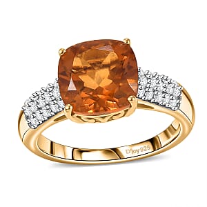 Premium Santa Ana Madeira Citrine and White Zircon 3.40 ctw Ring in 18K Vermeil Yellow Gold Over Sterling Silver (Size 8.0)