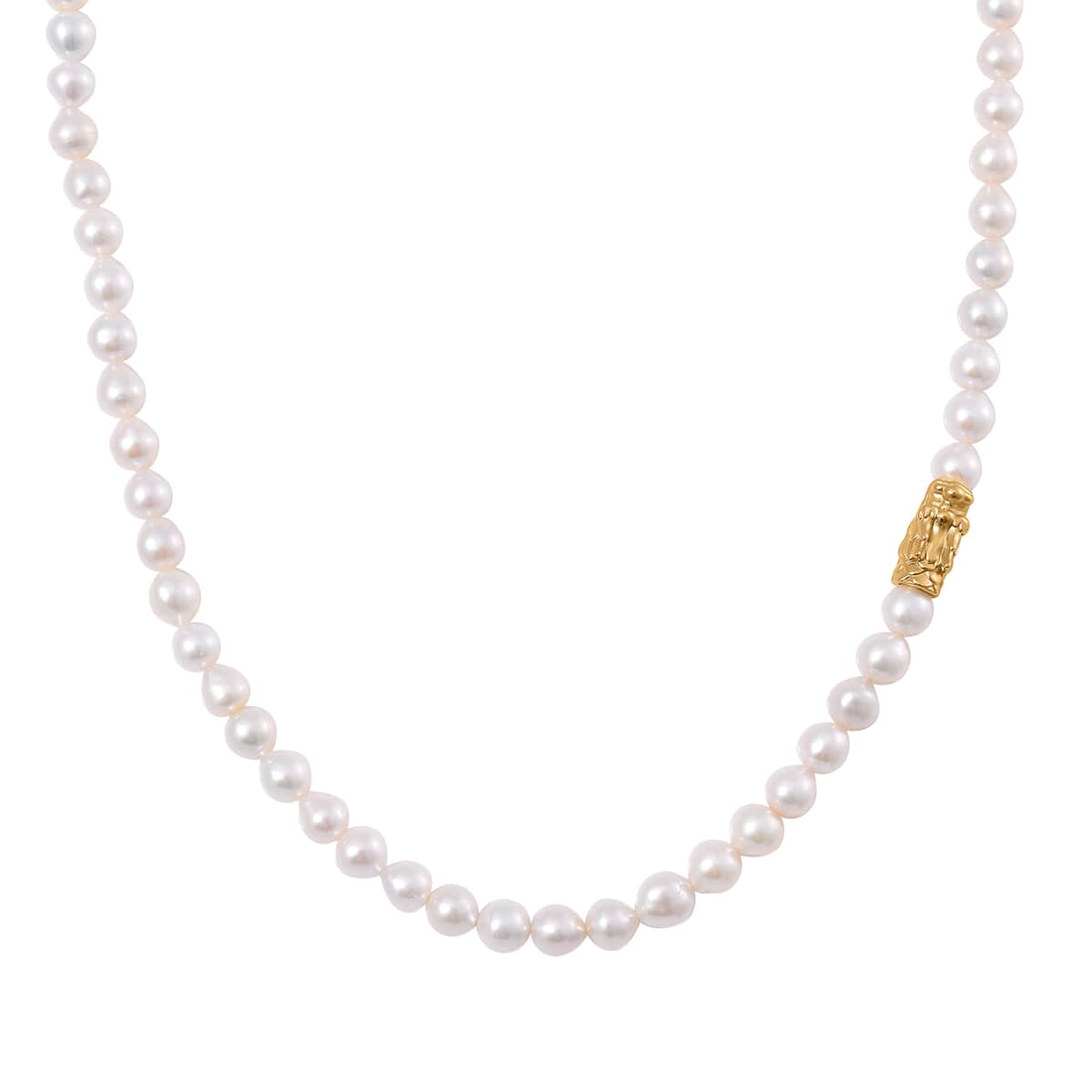 Doorbuster White Anhui Pearl Necklace with Dragon Charm in 14K Yellow Gold Over Sterling Silver 20 Inches image number 0