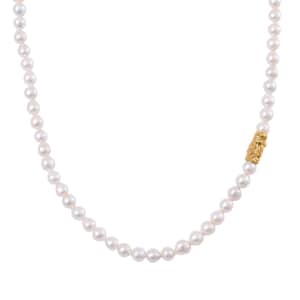 Doorbuster White Anhui Pearl Necklace with Dragon Charm in 14K Yellow Gold Over Sterling Silver 20 Inches