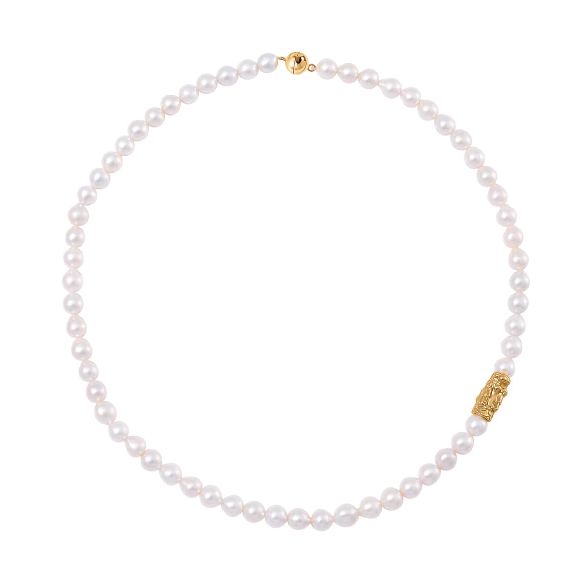 Doorbuster White Anhui Pearl Necklace with Dragon Charm in 14K Yellow Gold Over Sterling Silver 20 Inches image number 2