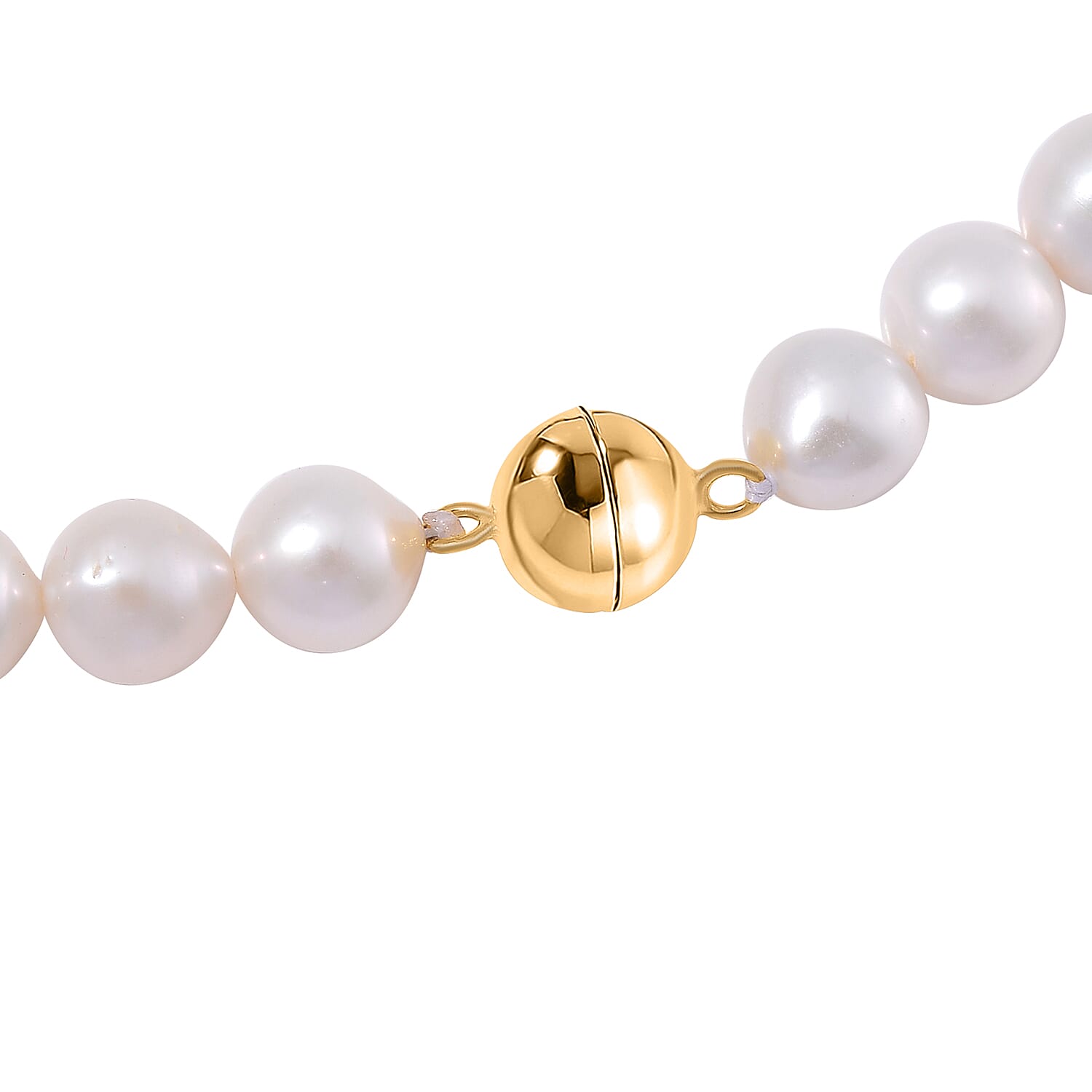 White Anhui Pearl Necklace with Dragon Charm in 14K Yellow Gold Over Sterling Silver 20 Inches