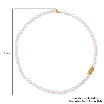 White Anhui Pearl Necklace with Dragon Charm in 14K Yellow Gold Over Sterling Silver 20 Inches