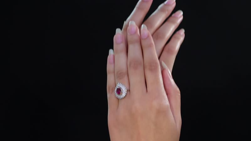 Premium Lab Created Bixbite, Brown and White Zircon 1.30 ctw Sunrays Ring in Rhodium Over Sterling Silver