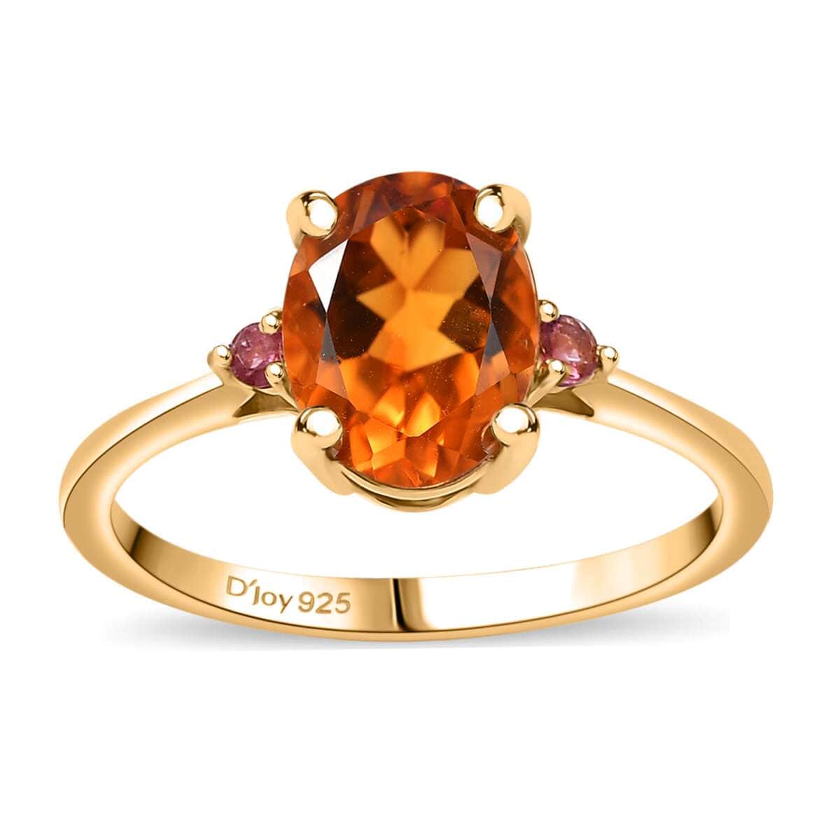 Premium Santa Ana Madeira Citrine and Ouro Fino Rubellite 1.85 ctw Ring in 18K Vermeil Yellow Gold Over Sterling Silver (Size 10.0) image number 0