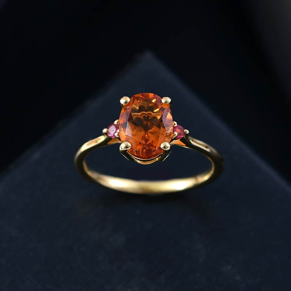 Premium Santa Ana Madeira Citrine and Ouro Fino Rubellite 1.85 ctw Ring in 18K Vermeil Yellow Gold Over Sterling Silver (Size 10.0) image number 1