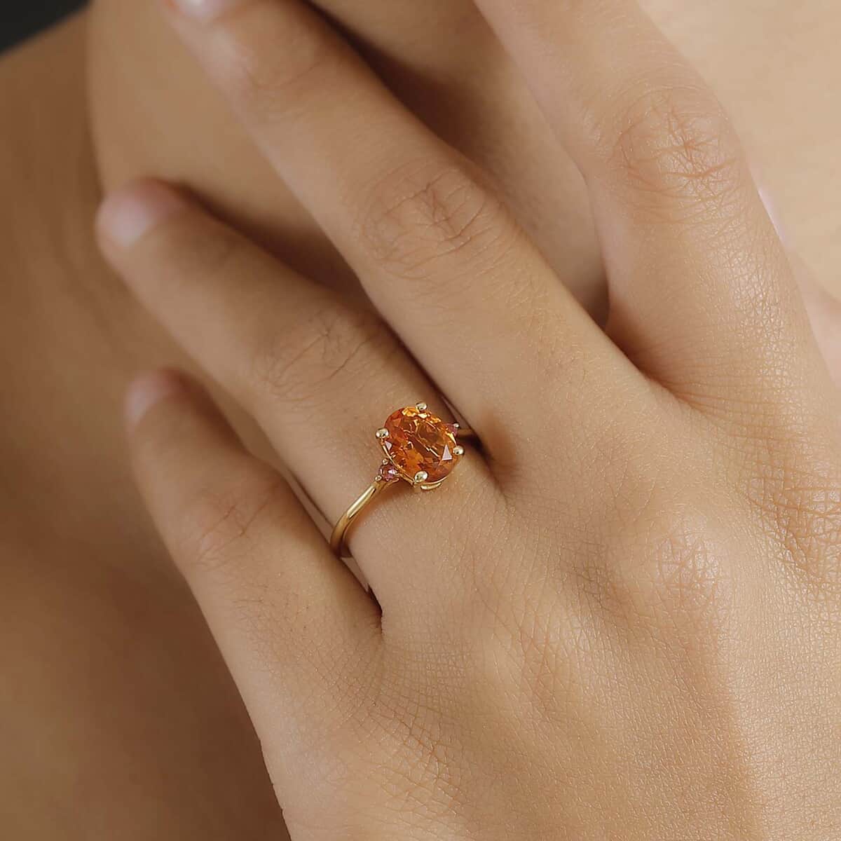 Premium Santa Ana Madeira Citrine and Ouro Fino Rubellite 1.85 ctw Ring in 18K Vermeil Yellow Gold Over Sterling Silver (Size 10.0) image number 2