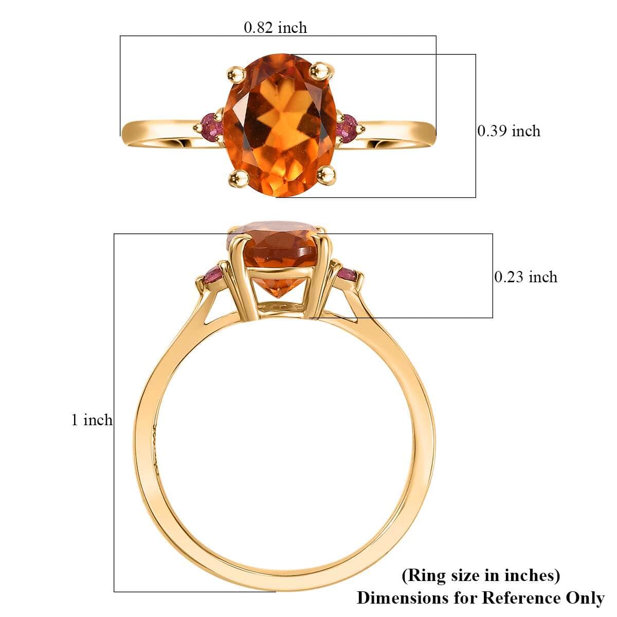 Premium Santa Ana Madeira Citrine and Ouro Fino Rubellite 1.85 ctw Ring in 18K Vermeil Yellow Gold Over Sterling Silver (Size 10.0) image number 5