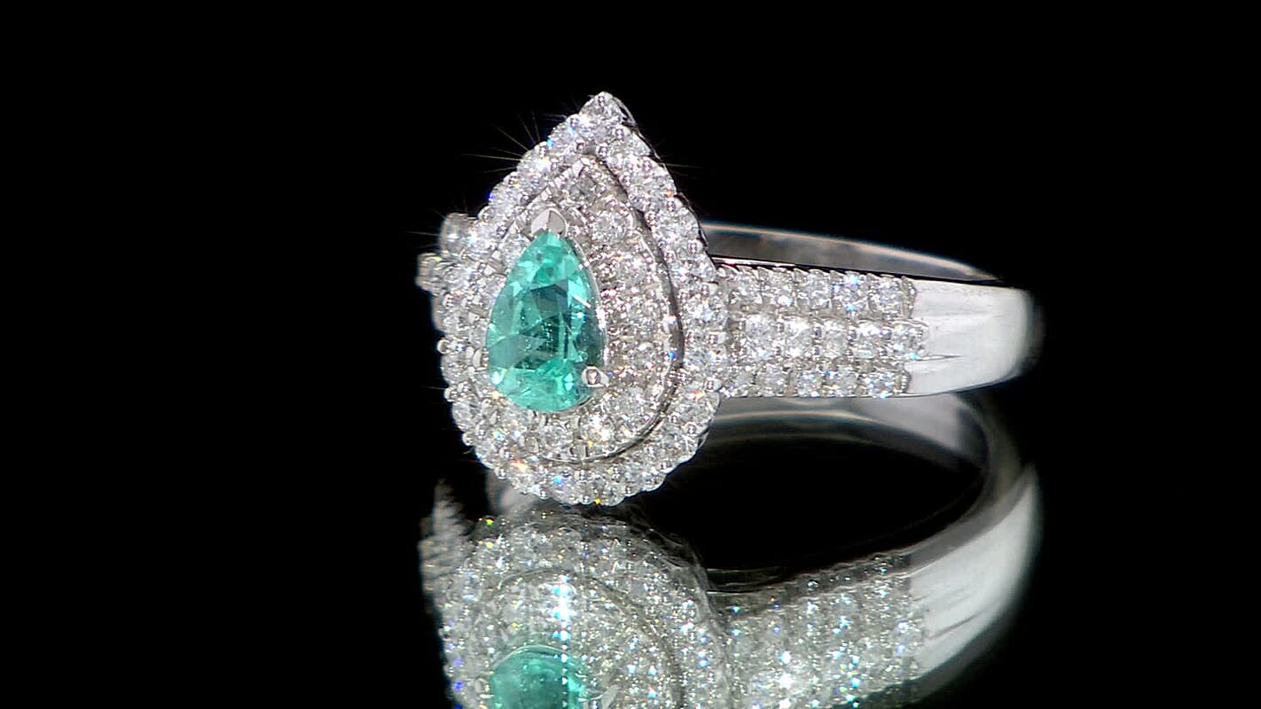 Rhapsody AAAA Paraiba Tourmaline and E-F VS Diamond 1.68 ctw Ring in 950 Platinum (Size 10.0) 9.65 Grams