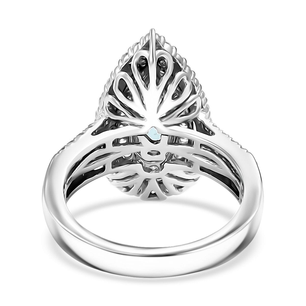 Rhapsody AAAA Paraiba Tourmaline and E-F VS Diamond 1.68 ctw Ring in 950 Platinum (Size 9.0) 9.65 Grams with Free Paraiba Book  image number 4