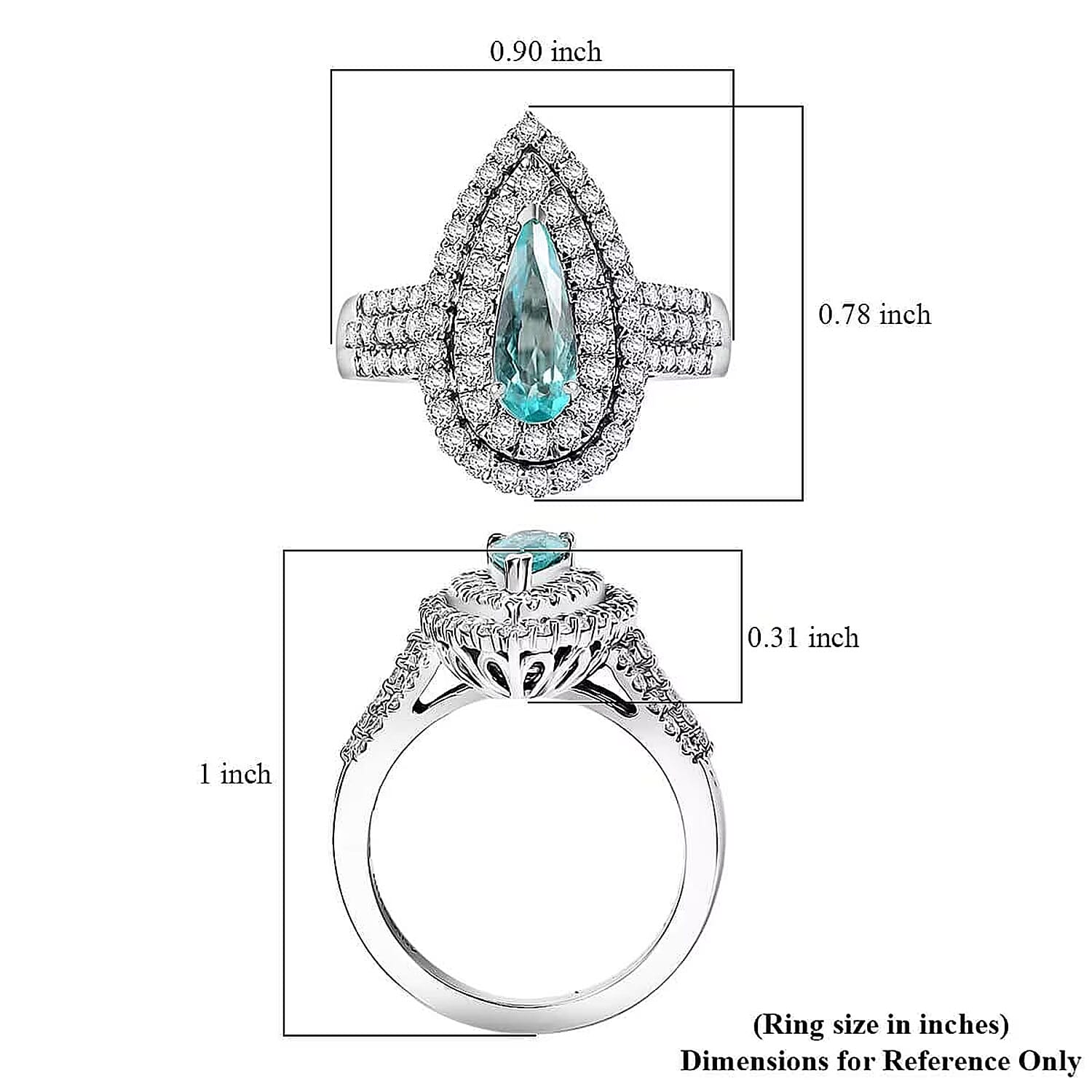 Rhapsody AAAA Paraiba Tourmaline and E-F VS Diamond 1.68 ctw Ring in 950 Platinum (Size 9.0) 9.65 Grams with Free Paraiba Book 