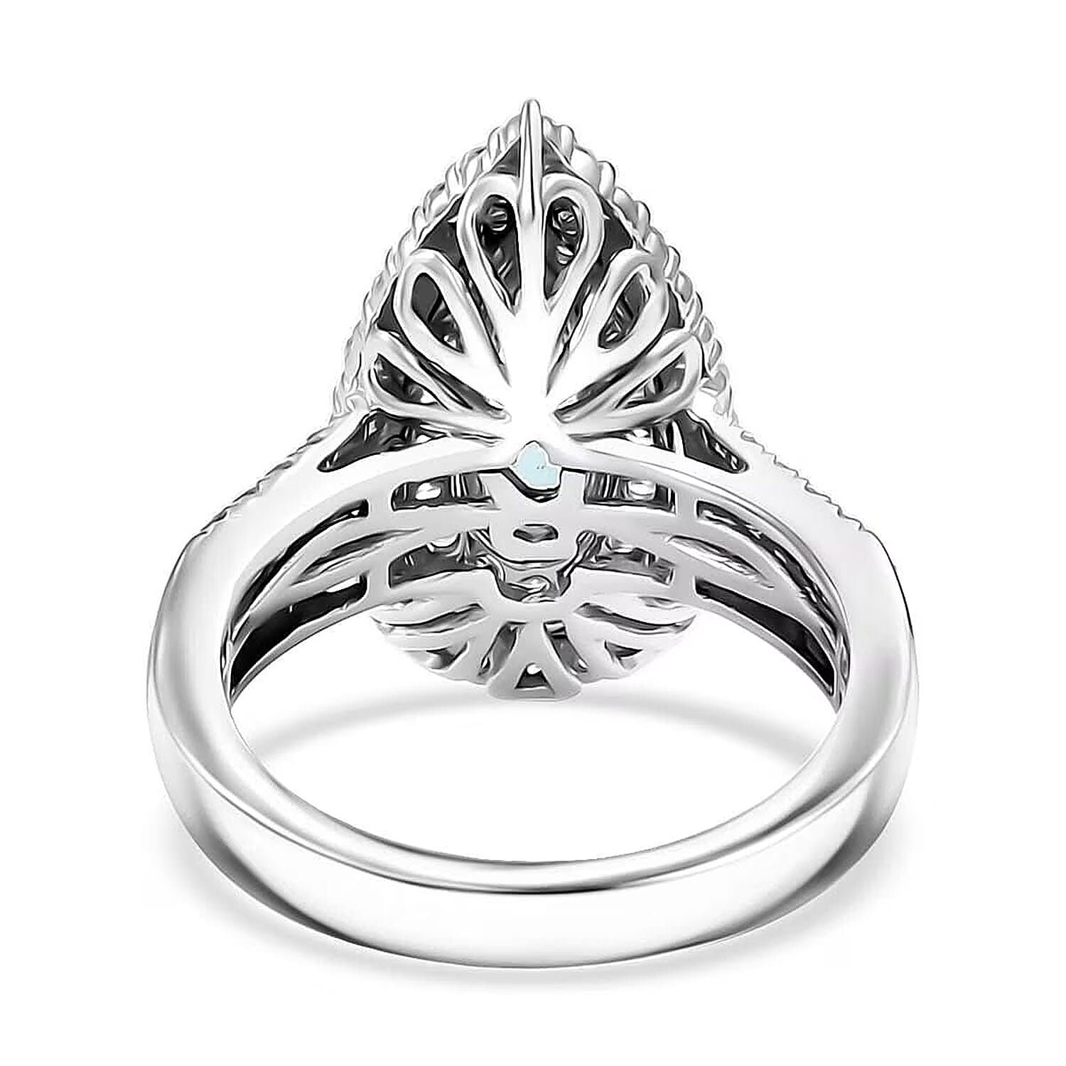 Rhapsody AAAA Paraiba Tourmaline and E-F VS Diamond 1.68 ctw Ring in 950 Platinum (Size 9.0) 9.65 Grams with Free Paraiba Book 
