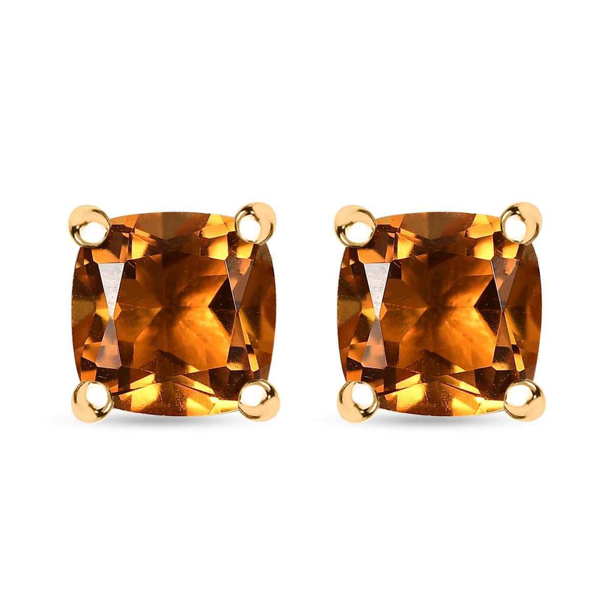 Premium Santa Ana Madeira Citrine 1.80 ctw Solitaire Stud Earrings in 18K Vermeil YG Over Sterling Silver  image number 0