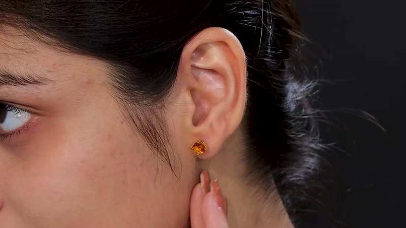 Premium Santa Ana Madeira Citrine 1.80 ctw Solitaire Stud Earrings in 18K Vermeil YG Over Sterling Silver