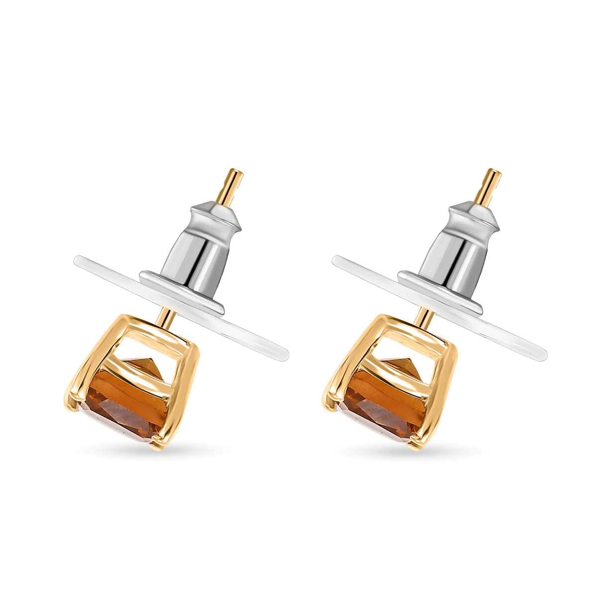 Premium Santa Ana Madeira Citrine 1.80 ctw Solitaire Stud Earrings in 18K Vermeil YG Over Sterling Silver  image number 3