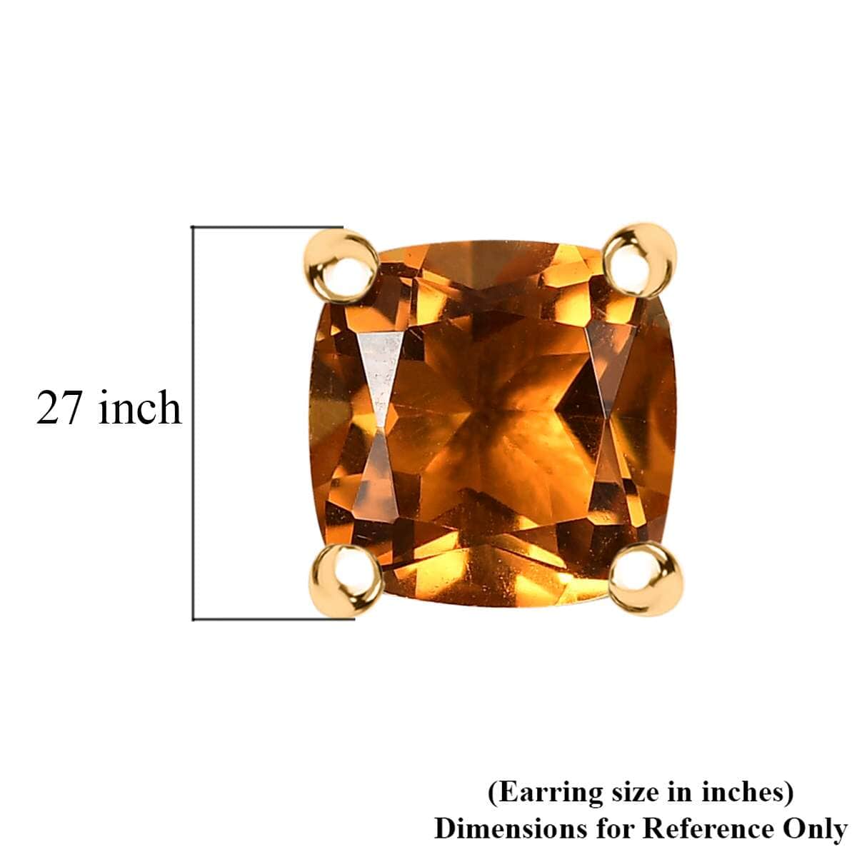 Premium Santa Ana Madeira Citrine 1.80 ctw Solitaire Stud Earrings in 18K Vermeil YG Over Sterling Silver  image number 4