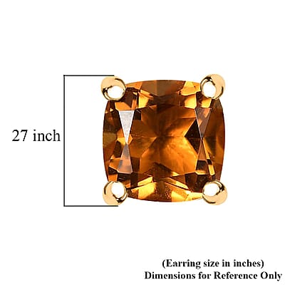 D'Joy Premium Santa Ana Madeira Citrine 1.80 ctw Solitaire Stud Earrings in 18K Vermeil YG Over Sterling Silver 