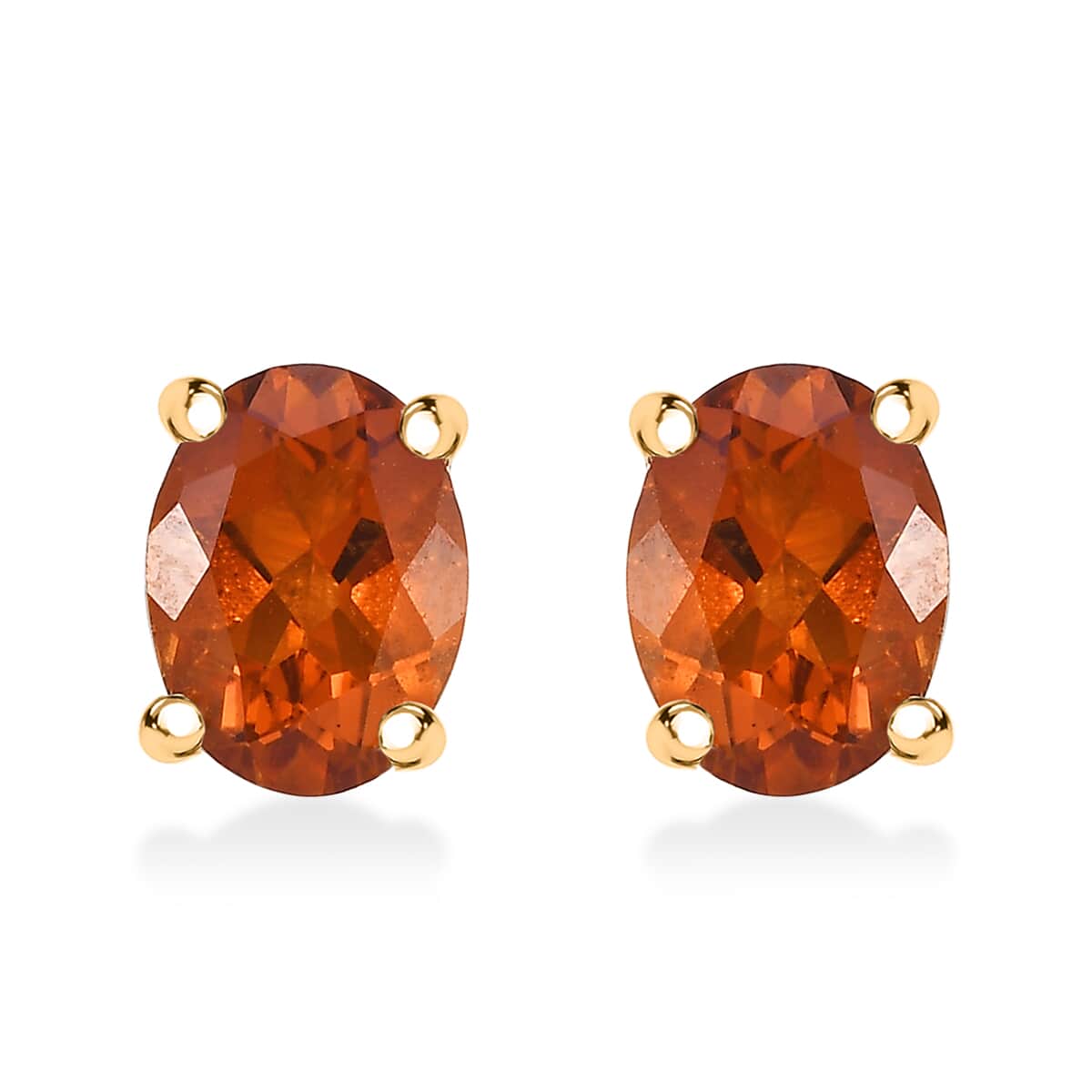 Premium Santa Ana Madeira Citrine 2.35 ctw Solitaire Stud Earrings in 18K Vermeil Yellow Gold Over Sterling Silver image number 0