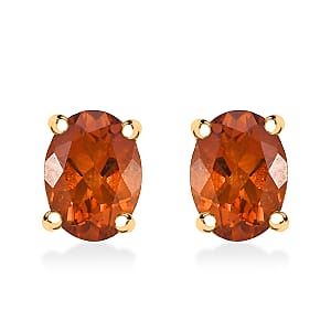 D'Joy Premium Santa Ana Madeira Citrine 2.35 ctw Solitaire Stud Earrings in 18K Vermeil Yellow Gold Over Sterling Silver
