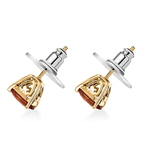 D'Joy Premium Santa Ana Madeira Citrine 2.35 ctw Solitaire Stud Earrings in 18K Vermeil Yellow Gold Over Sterling Silver