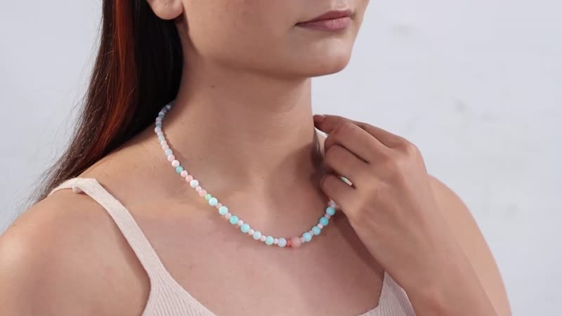 Multi Opal 70.00 ctw Beaded Necklace in Stainless Steel 18-20 Inches