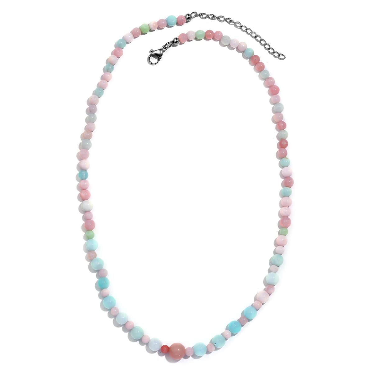 Multi Opal 70.00 ctw Beaded Necklace in Stainless Steel 18-20 Inches image number 3