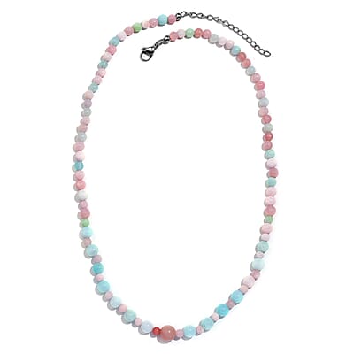 Multi Opal 70.00 ctw Beaded Necklace in Stainless Steel 18-20 Inches