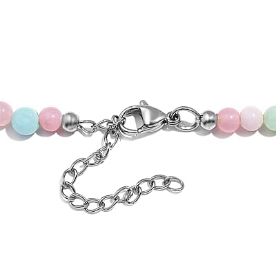 Multi Opal 70.00 ctw Beaded Necklace in Stainless Steel 18-20 Inches