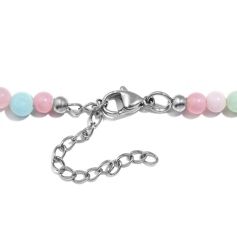 Multi Opal 70.00 ctw Beaded Necklace in Stainless Steel 18-20 Inches