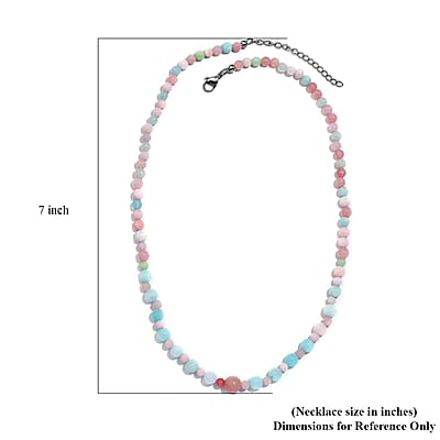 Multi Opal 70.00 ctw Beaded Necklace in Stainless Steel 18-20 Inches