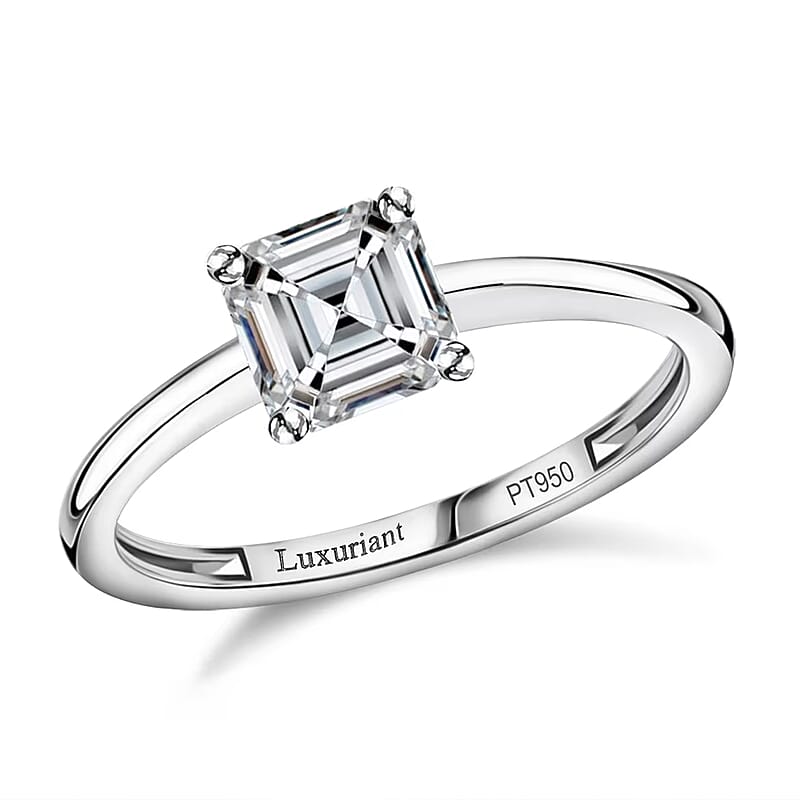 SGL Certified Asscher Cut Luxuriant Lab Grown Diamond G-H VS 2.00 ctw Ring in 950 Platinum (Size 10.0)